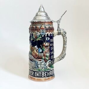 Vintage Original King Beer Stein Germany FÜLLEN u. LEEREN NIMMER ENTBEHREN